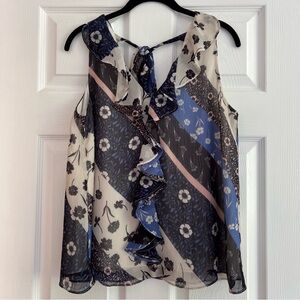 Paris Sunday Women's Sleeveless Top with Ruffle and Tie